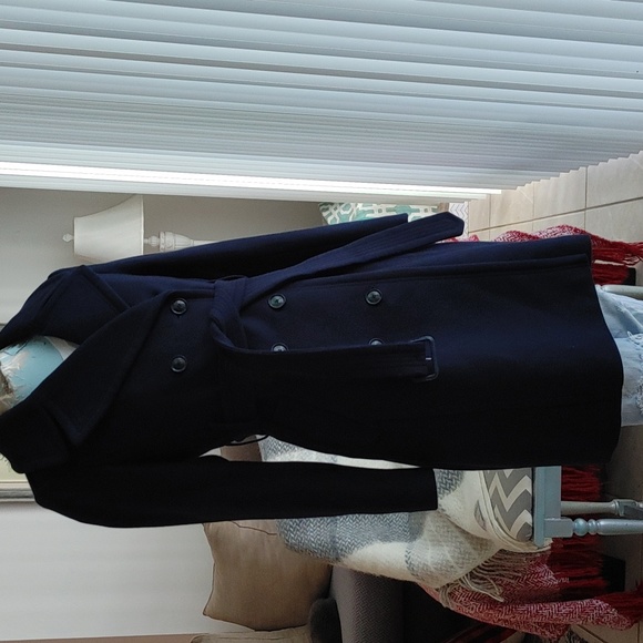 Banana Republic Jackets & Blazers - BANANA REPUBLIC Mario Bellucci Italy Navy blue long wool peacoat XS